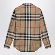 Burberry Slim-fit cotton twill check shirt in archive beige