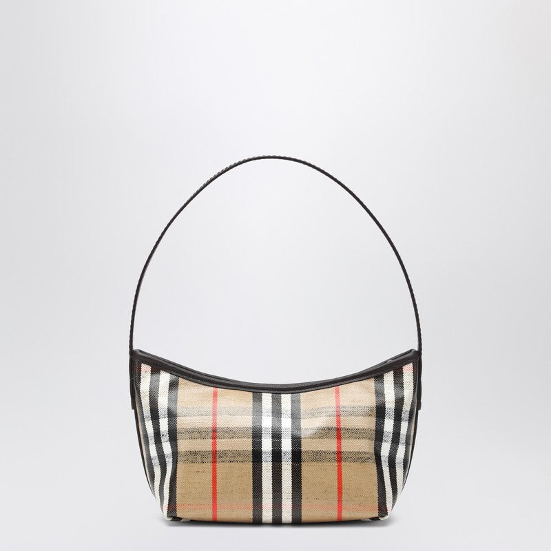 Minibolso de hombro Burberry Highlands en mezcla de algodón y lino