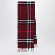 Burberry Burgundy cashmere scarf with a checked pattern