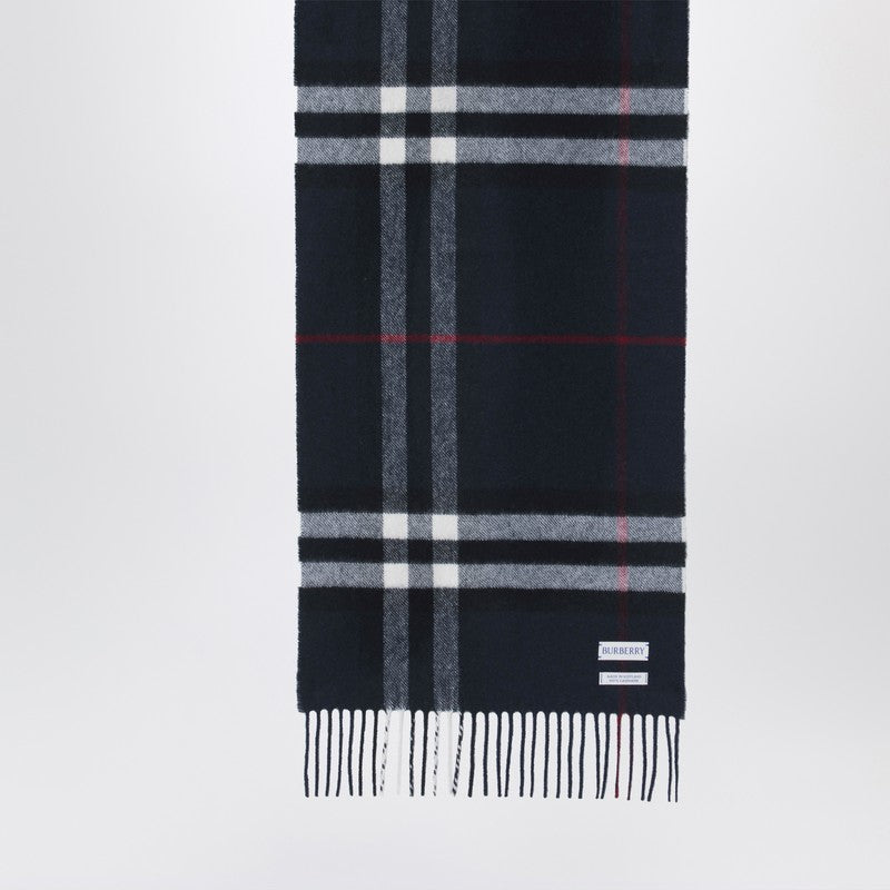 Écharpe en cachemire bleu foncé à motif Check de Burberry
