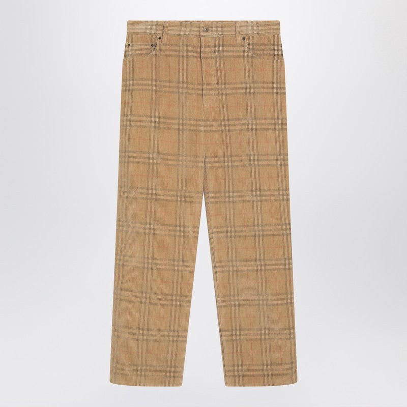 Burberry Sand-coloured check corduroy trousers