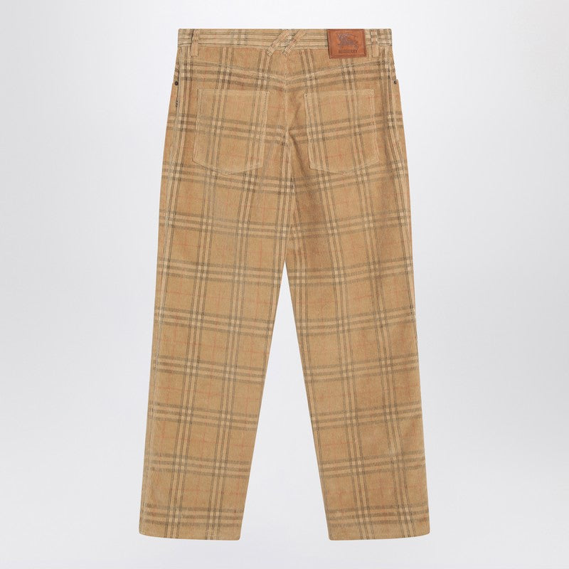Burberry Sand-coloured check corduroy trousers