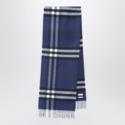 Burberry Blue cashmere scarf with Check pattern