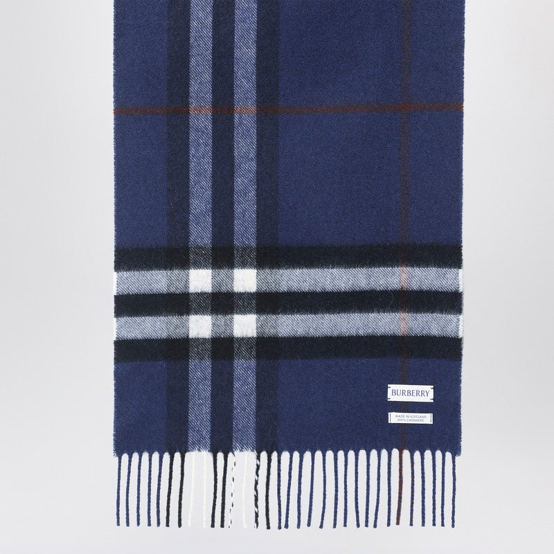 Burberry Blue cashmere scarf with Check pattern