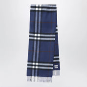 Burberry Blue cashmere scarf with a checked pattern