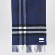 Burberry Blue cashmere scarf with a checked pattern