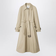 Burberry Long manteau Ellingham en gabardine beige