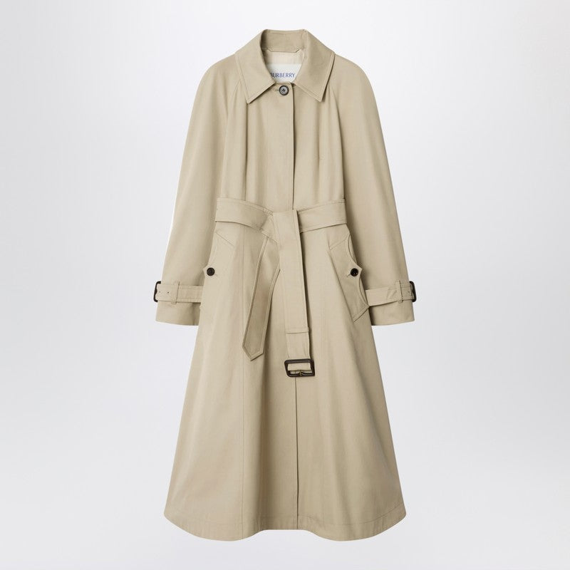 Burberry Long manteau Ellingham en gabardine beige