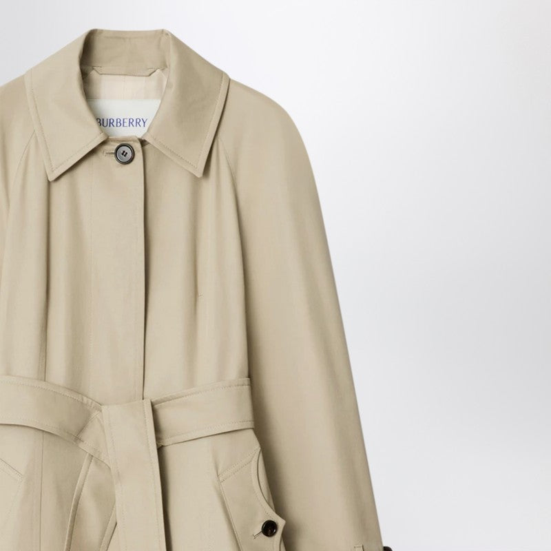 Burberry Long manteau Ellingham en gabardine beige