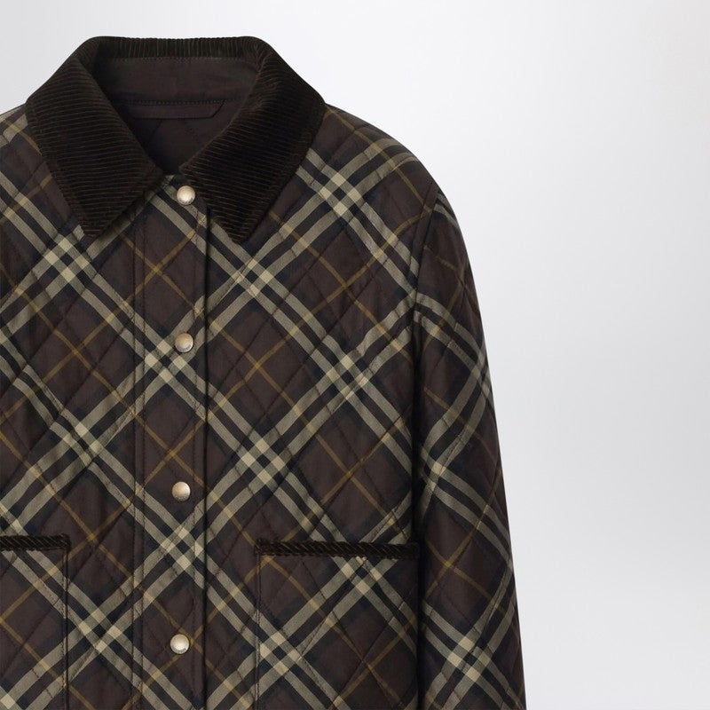 Burberry Cropped quilted nylon jacket with Check pattern