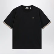Burberry Cotton jersey T-shirt with Check trim in black