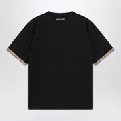 Burberry Cotton jersey T-shirt with Check trim in black