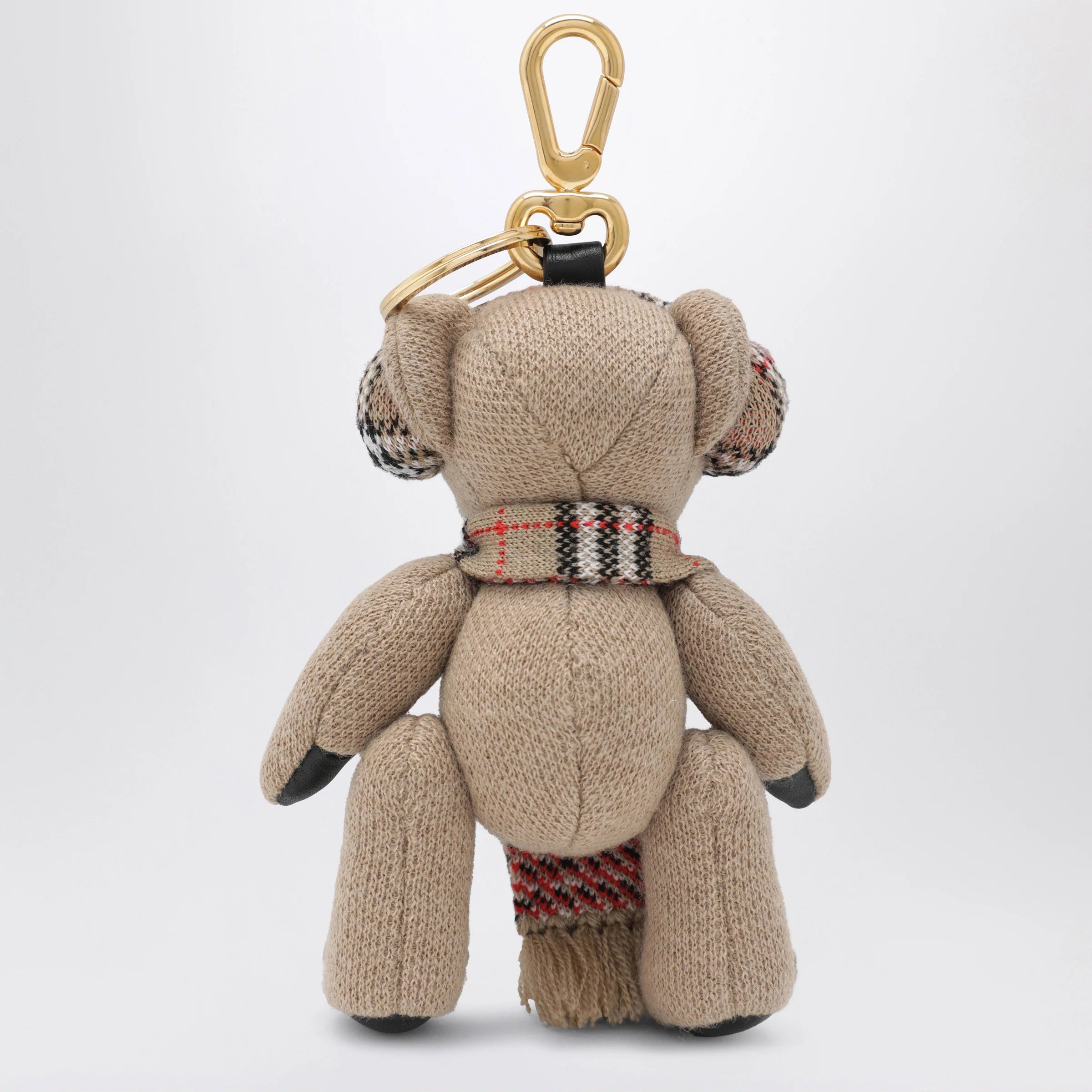 Burberry Thomas teddy bear charm in wool and cashmere, sand