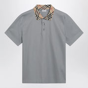 Burberry Grey cotton polo with Check collar