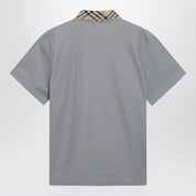 Burberry Grey cotton polo with Check collar