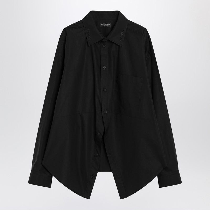 Chemise asymétrique en coton noir Balenciaga