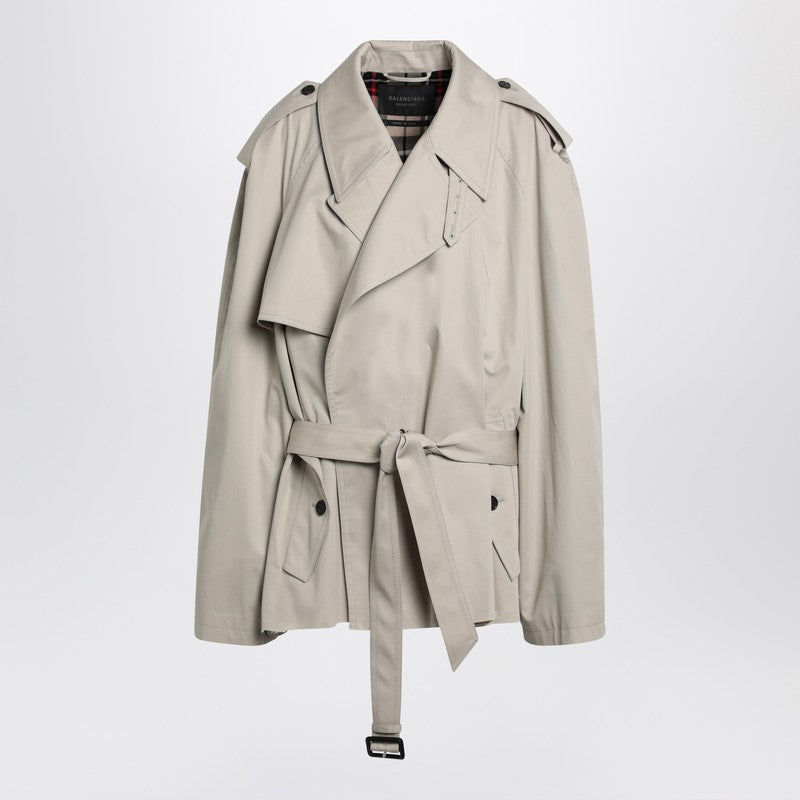 Trench court beige Balenciaga en sergé de coton