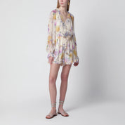 ZIMMERMANN Cream short jumpsuit with floral pattern