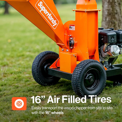Super Handy GUO141 Towable Wood Chipper 4" Chipping Capacity 15 HP Gas Electric Start New - GUO141