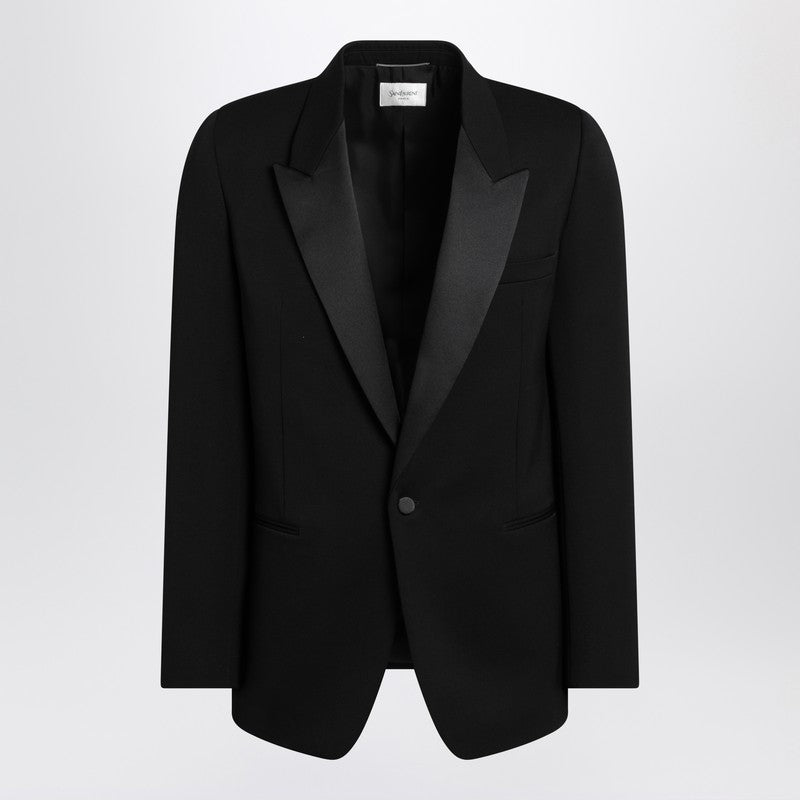 Saint Laurent Veste de smoking noire en grain de poudre
