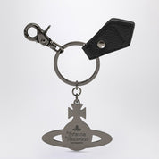 Vivienne Westwood Black hammered metal Orb keychain