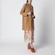 Sword 6644 Brown Suede Long Jacket — Women's Jackets