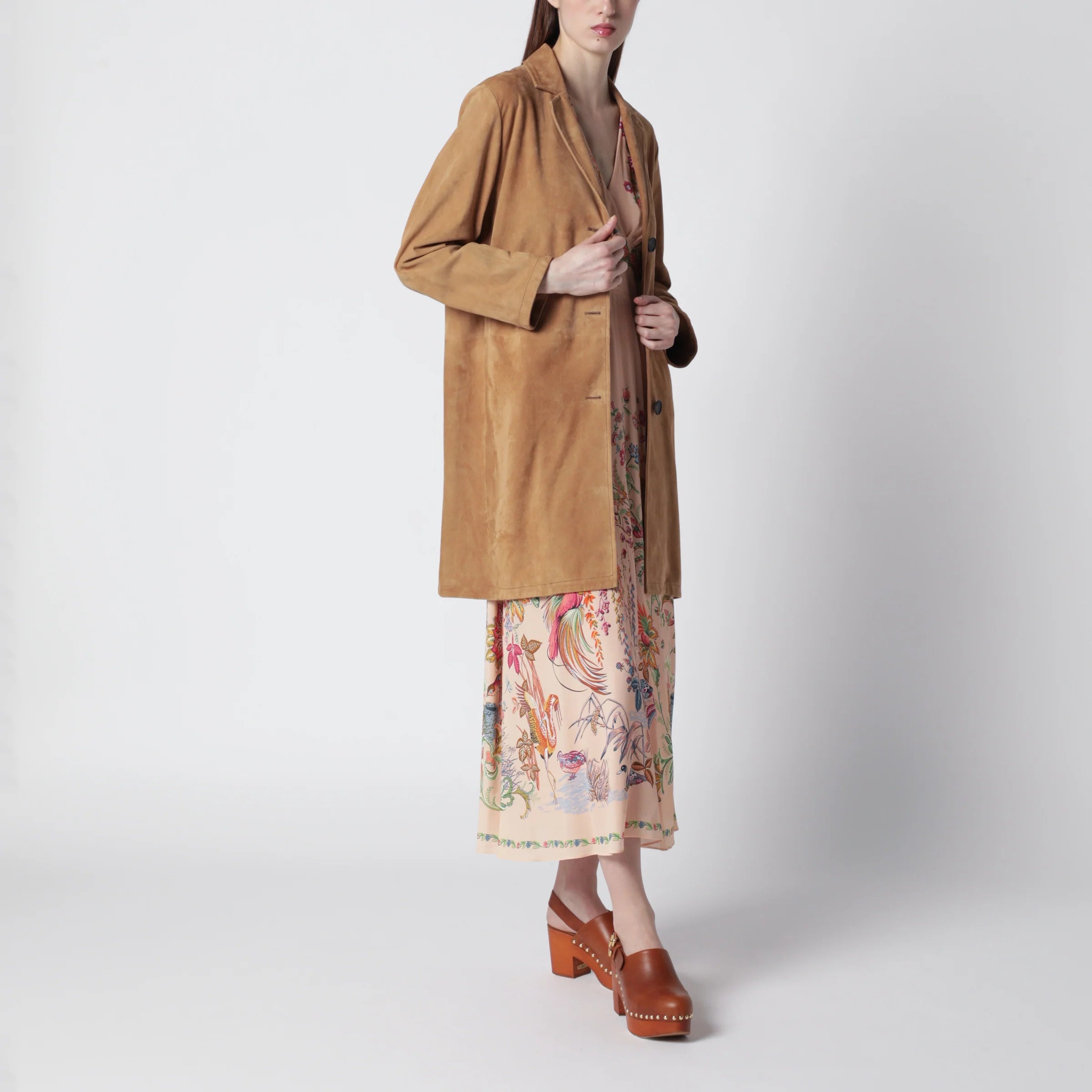 Sword 6644 Brown Suede Long Jacket — Women's Jackets