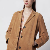 Sword 6644 Brown Suede Long Jacket — Women's Jackets
