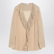 Saint Laurent Beige ruffled blouse in silk