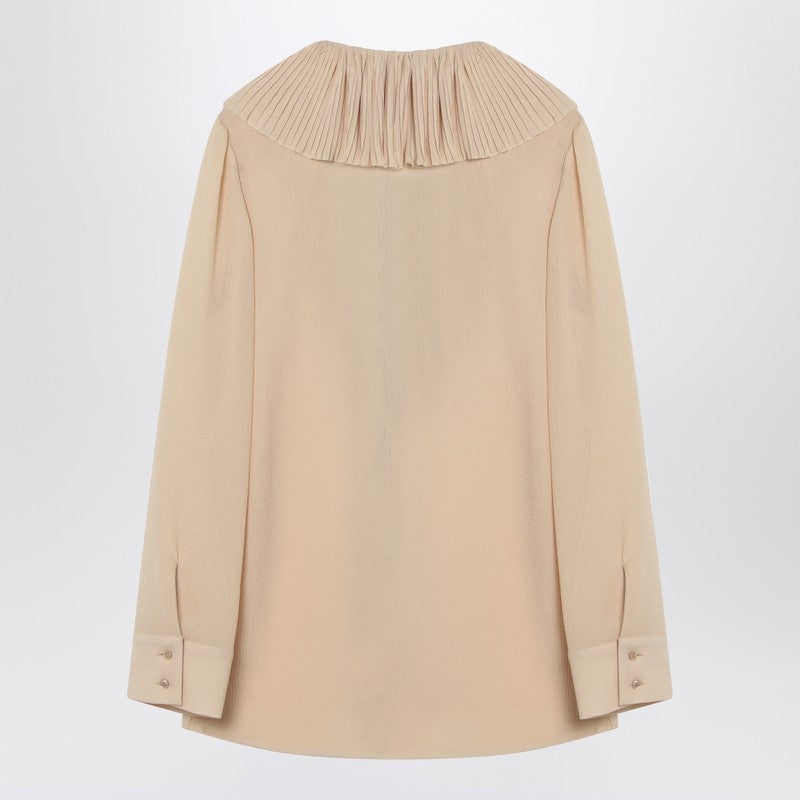 Saint Laurent Beige ruffled blouse in silk