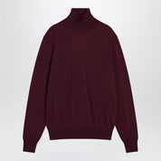 Jersey de cuello alto burdeos de lana de Saint Laurent