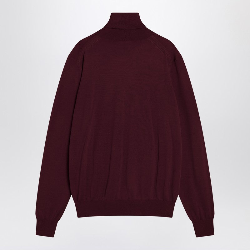 Jersey de cuello alto burdeos de lana de Saint Laurent