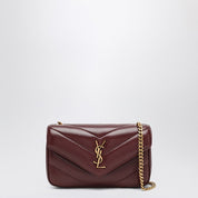 Saint Laurent Mini LouLou bag in bordeaux leather