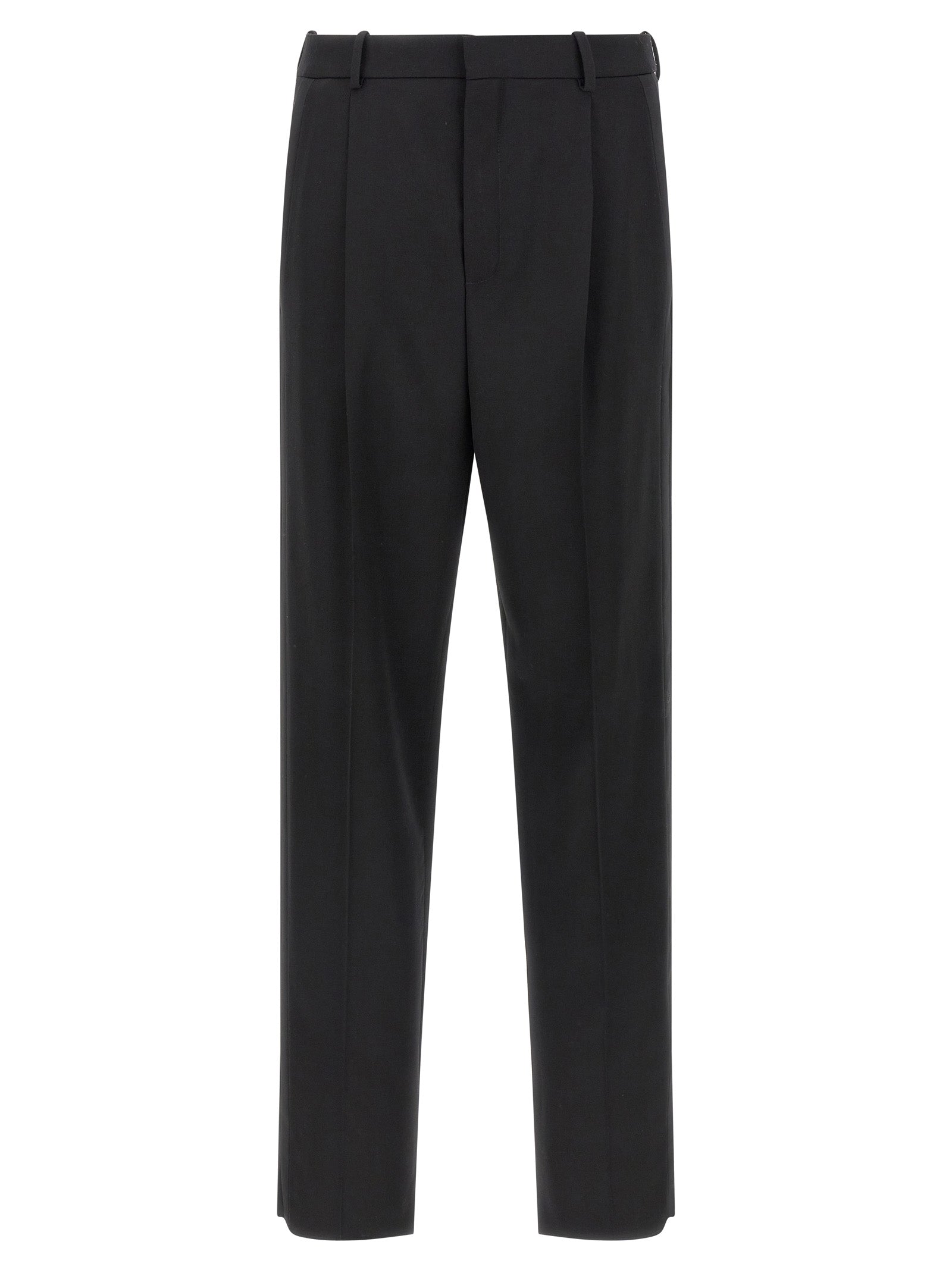 Saint Laurent Smocking Pants — Slim High-Waist Trousers