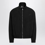 Chaqueta con cremallera de nailon arrugado negro de Saint Laurent