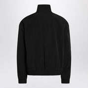 Chaqueta con cremallera de nailon arrugado negro de Saint Laurent