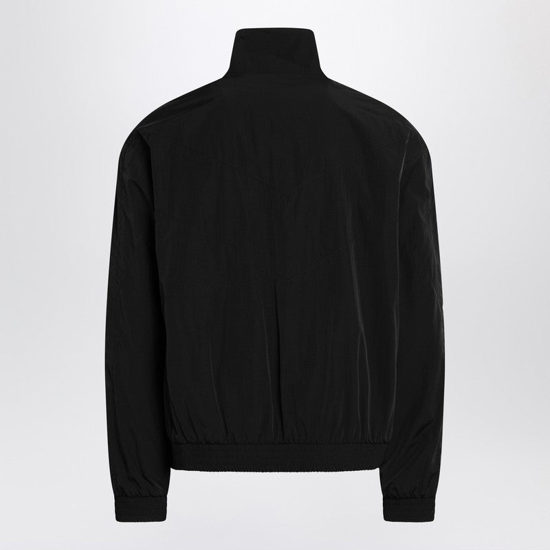 Chaqueta con cremallera de nailon arrugado negro de Saint Laurent