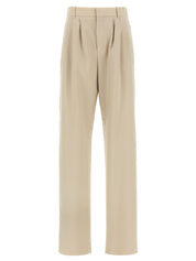 Saint Laurent Pleat Pants — Beige Wool Trousers (Women)
