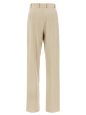 Saint Laurent Pleat Pants — Beige Wool Trousers (Women)