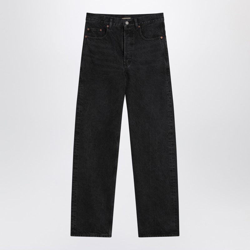 Jean coupe carotte noir Saint Laurent en denim de coton lavé