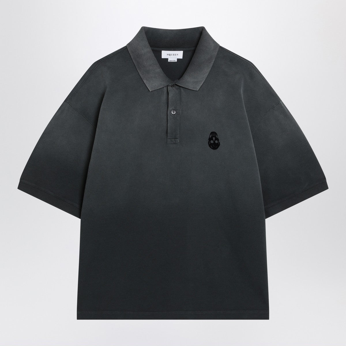 Alexander McQueen Faded effect black cotton polo shirt