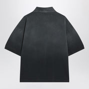 Alexander McQueen Faded effect black cotton polo shirt