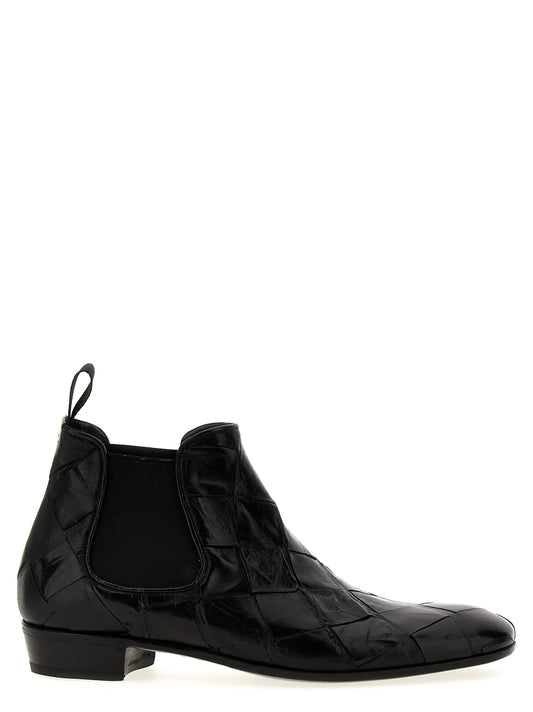 Lidfort Braided Leather Ankle Boots for Men — Black