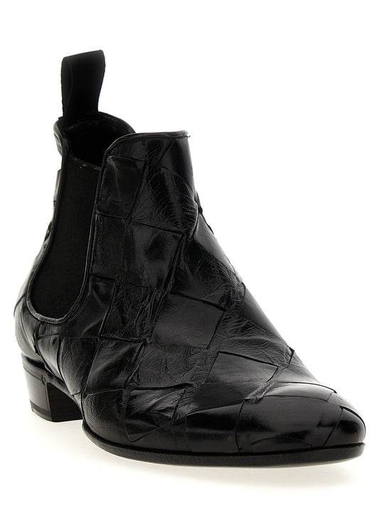 Lidfort Braided Leather Ankle Boots for Men — Black