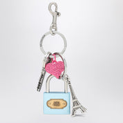 Balenciaga Keychain with lock and heart of crystals