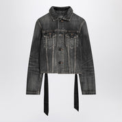 Balenciaga Dark grey denim jacket with laces