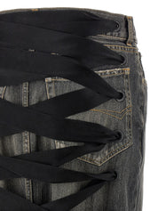 Balenciaga Lace Up Denim Skirt