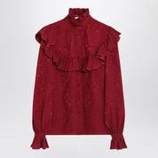 Chemise en soie damassée rouge Saint Laurent