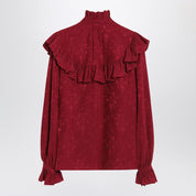 Chemise en soie damassée rouge Saint Laurent