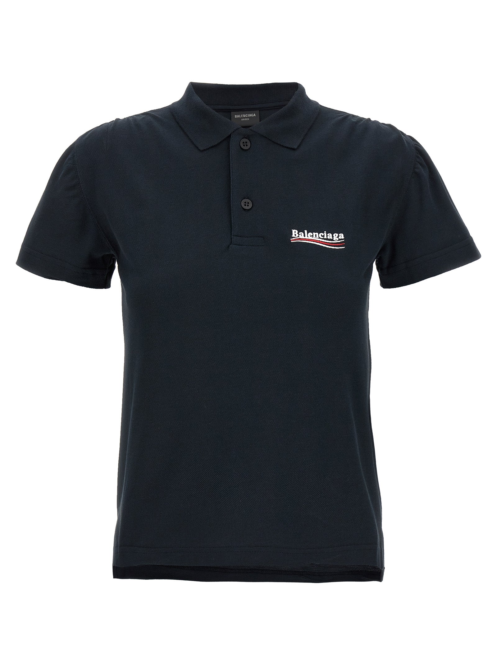Balenciaga Polo Shirt — Logo Embroidery Blue, Women